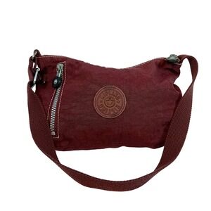 Vintage 90s Y2K Kipling Tash Shoulder‎ Bag Burgundy Nylon Crossbody HB3669 READ